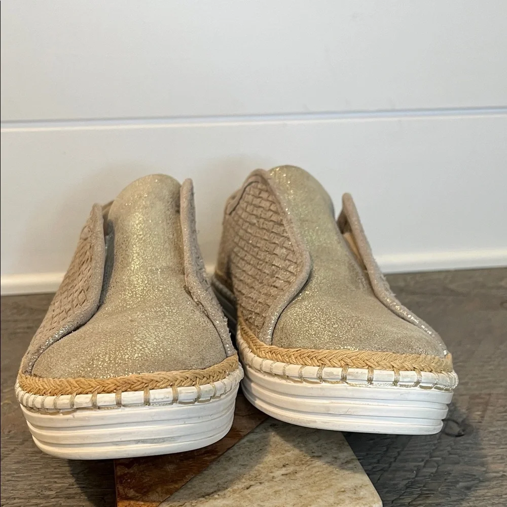 J/Slides NYC Kayla gold metallic woven leather slip on shoes 8.5 - Picture 5 of 8